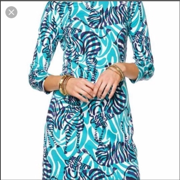 Lilly Pulitzer Aqua & Teal Blue Zebra Dress - Picture 1 of 7